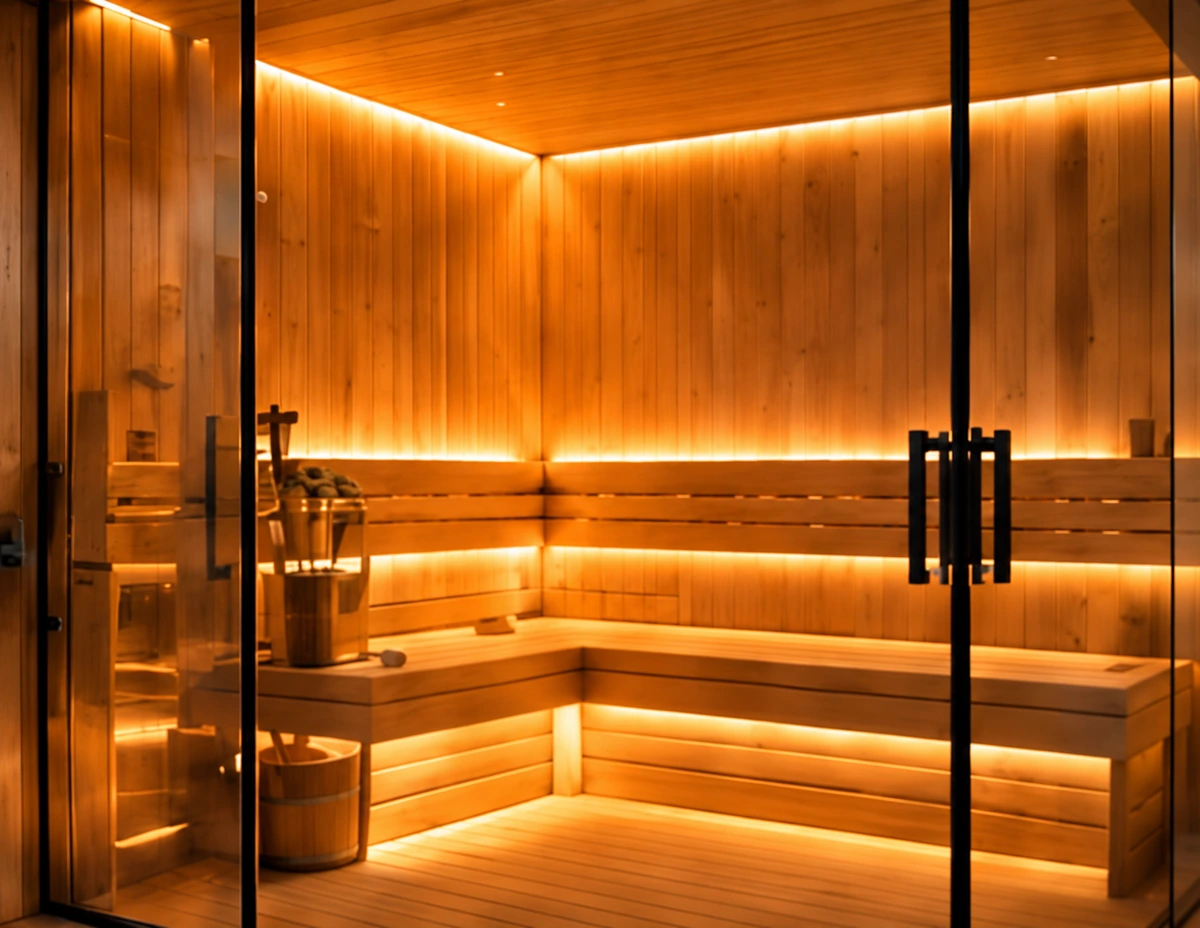 Sauna classique en bois naturel