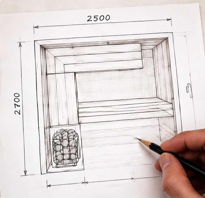 Votre idée sur papier — un croquis à partir de vos dimensions