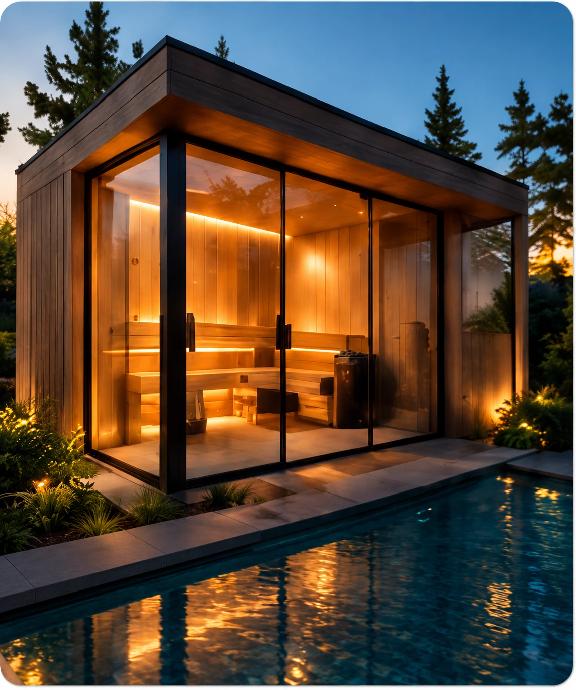 Sauna extérieur vitré