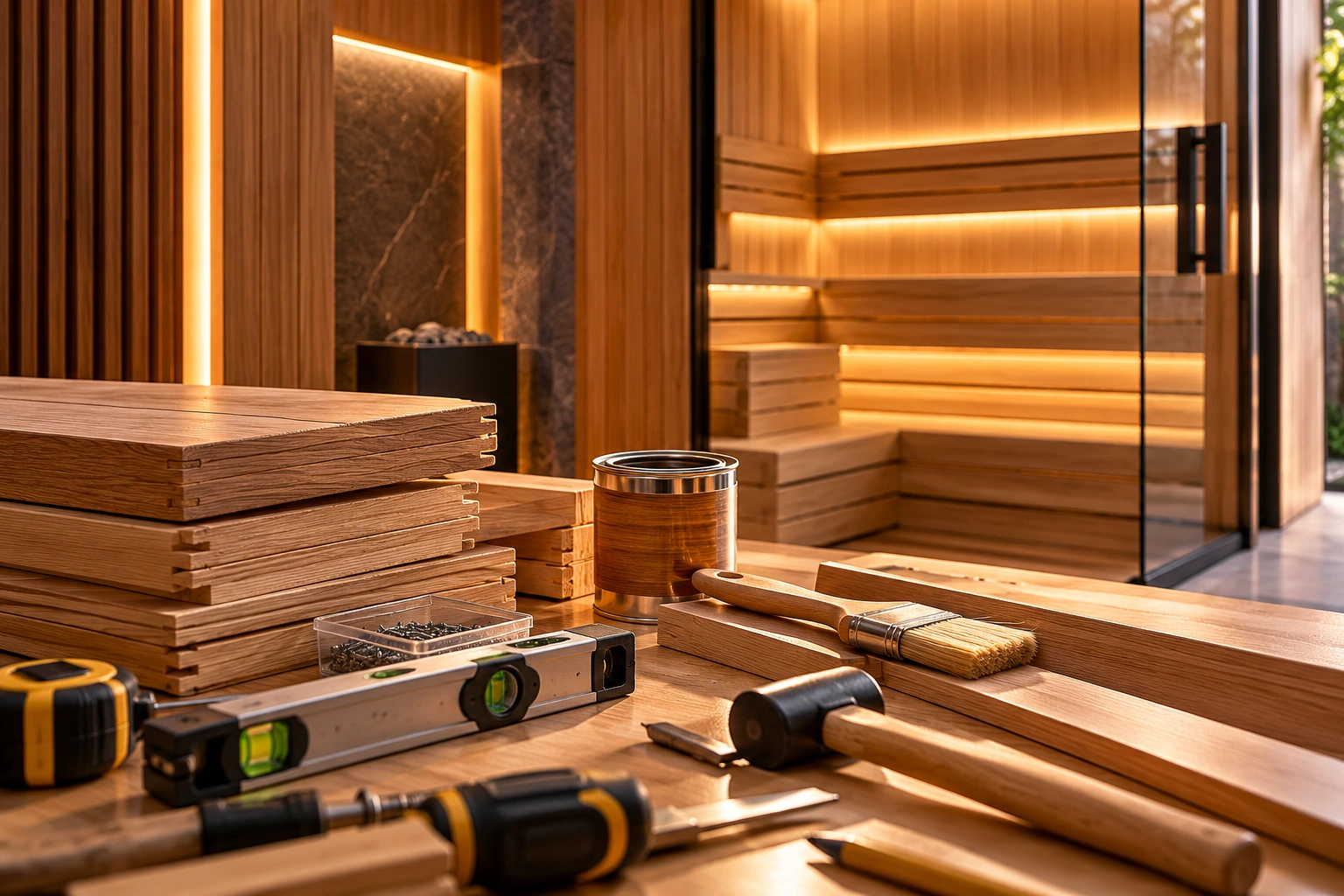 Montage et finition du sauna
