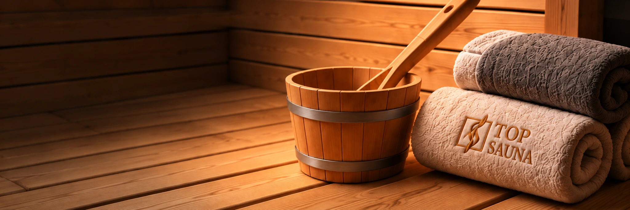 Seau, louche et accessoires de sauna